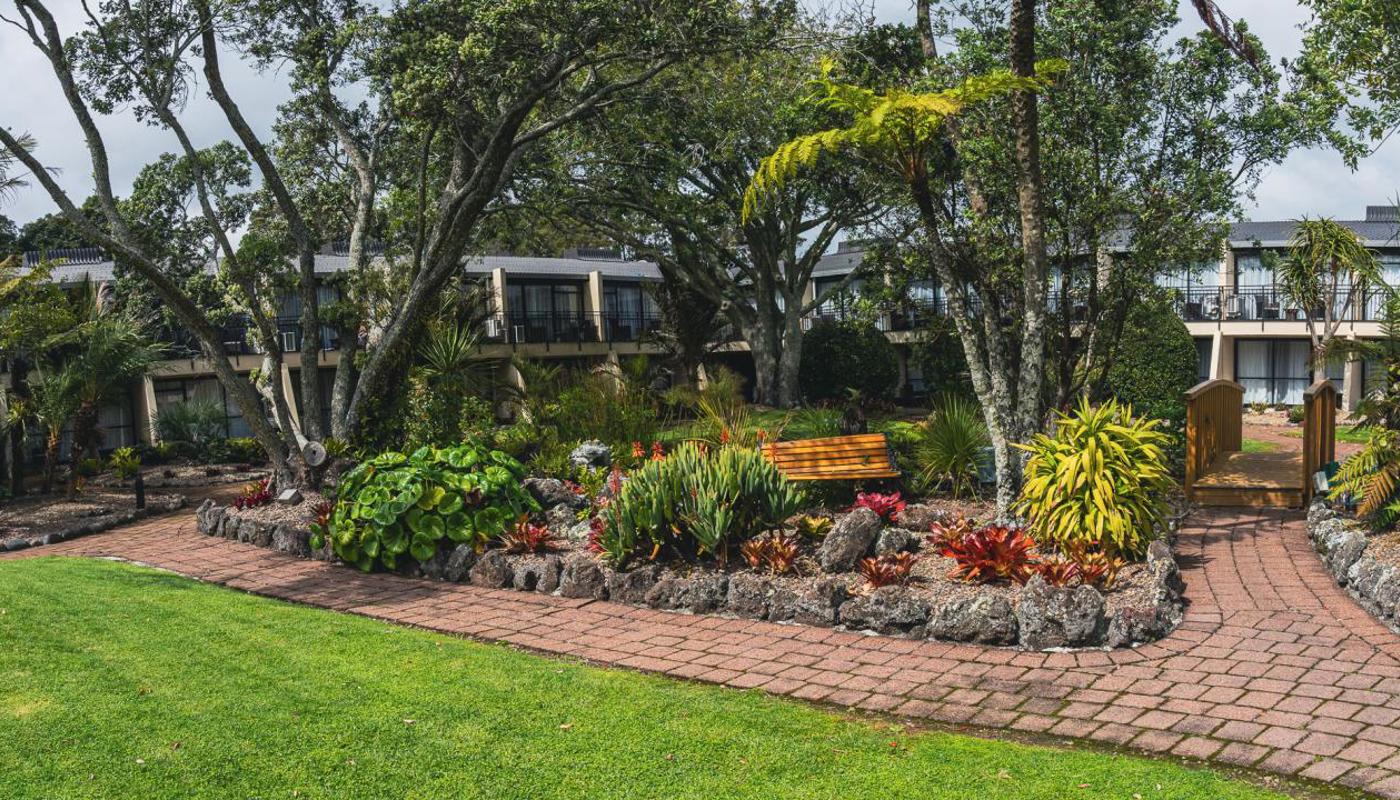 Beautiful garden views just steps away from your hotel room